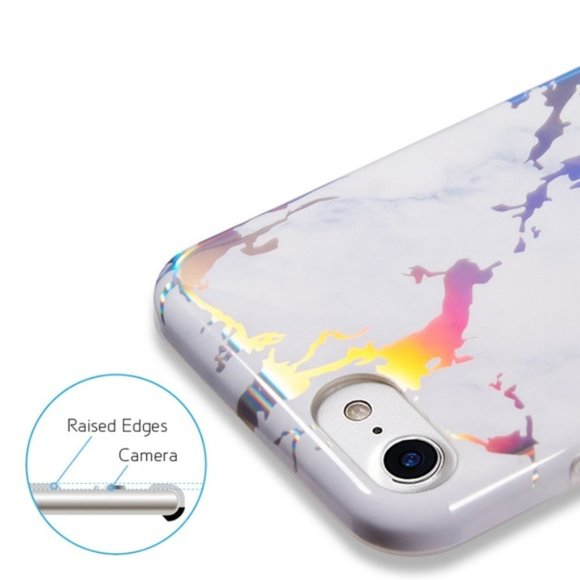 White Holographic Marble Case for iPhone 7 and 8 - Picture 3 of 5